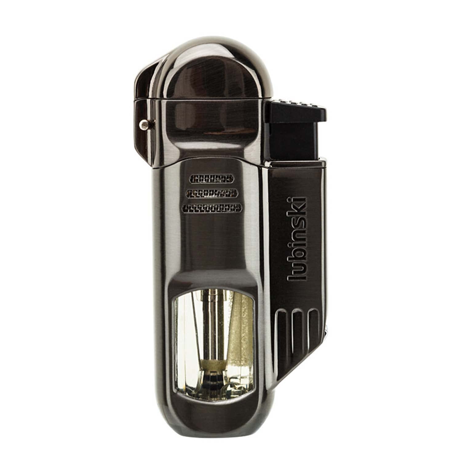 Creativo Bolsillo Cigarro Encendedor A Prueba de Viento Llama de Chorro Cuádruple con Cigar Puncher Clear Window Butano Gadgets Recargables para Hombres Ideas de Regalos