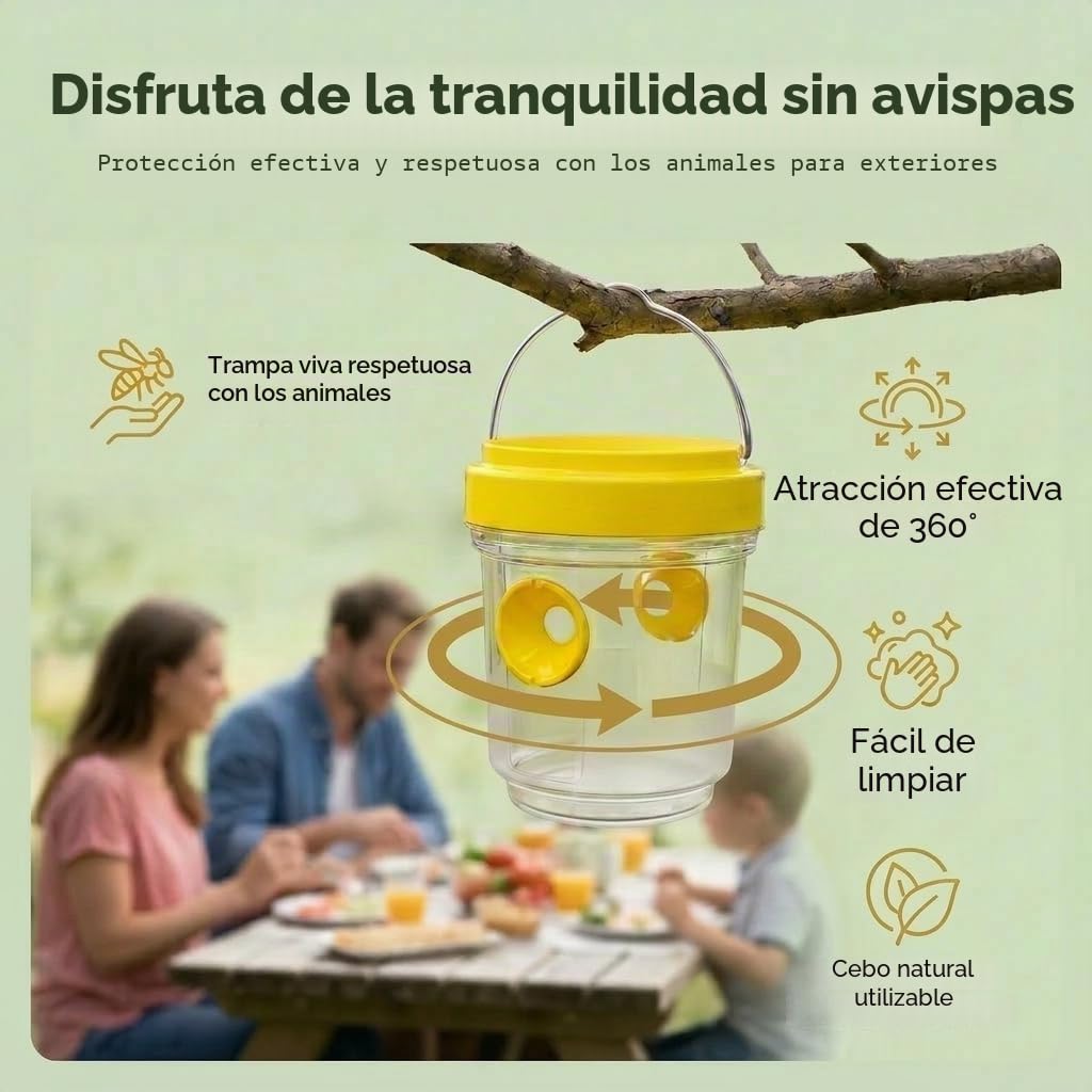 Set de 3 trampas para avispas para exteriores – trampa para avispas para jardín y balcón – trampa viva reutilizable sin productos químicos – trampa para insectos contra avispas – repelente de avispas