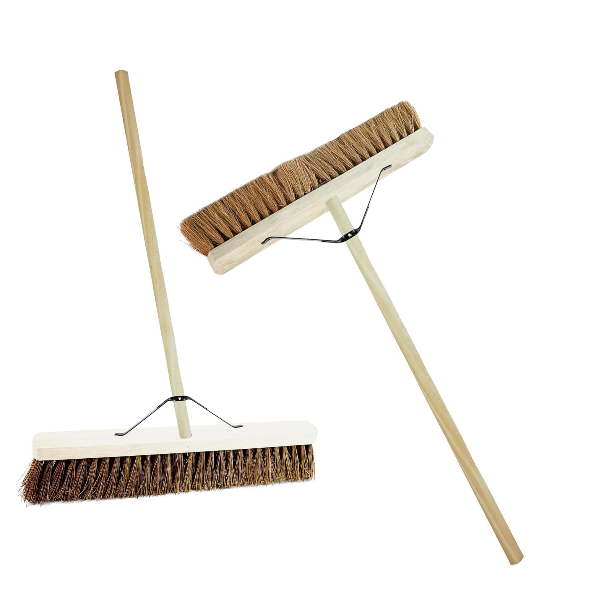 Pluto Packaging Brown Extra Large 36” Heavy Duty Wide Head Flat Surface Wooden Sweeping Broom For Larger Areas (36” Bassine Hard Bristle)