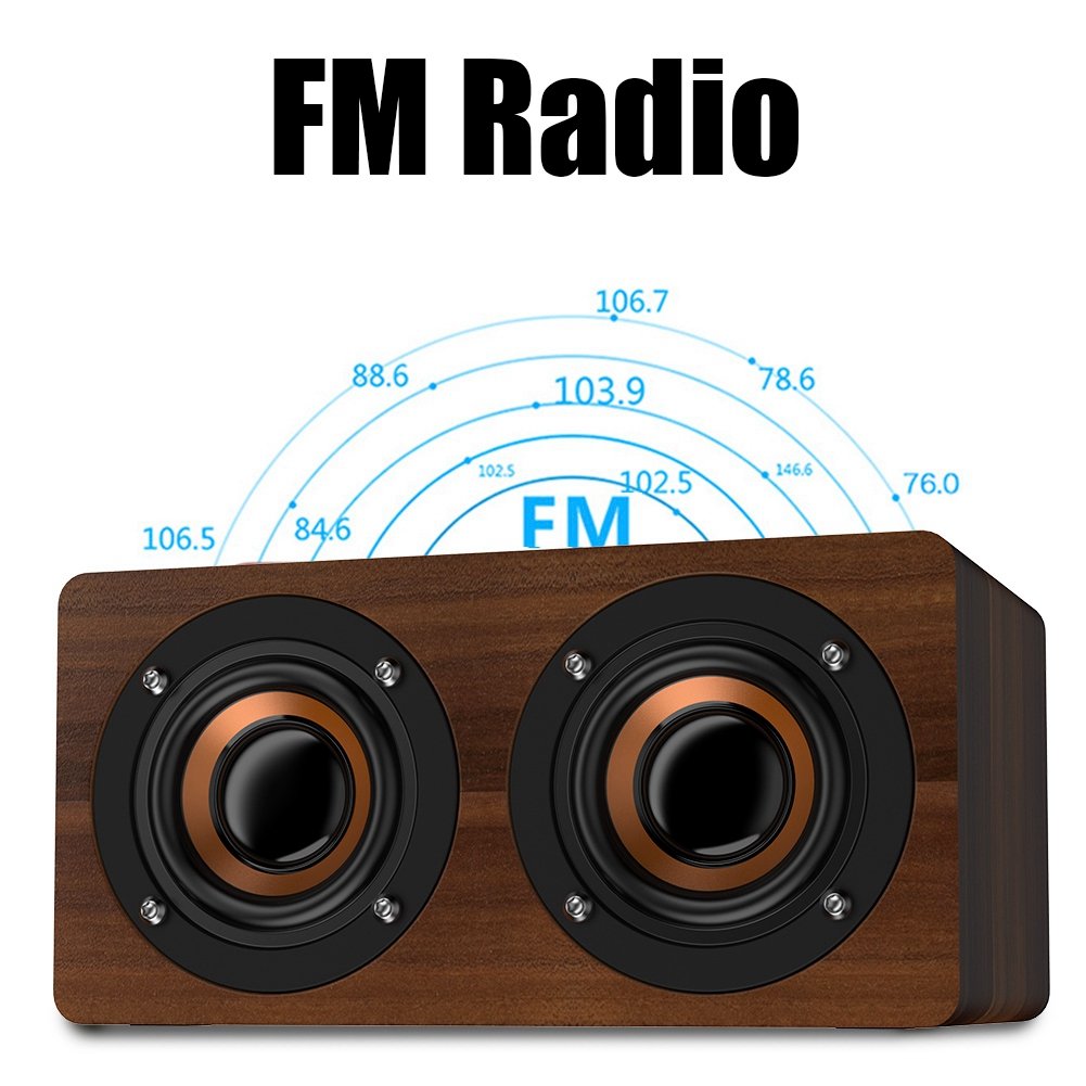 Vintage Radio Retro Bluetooth Speaker - Enceinte sans Fil Portable en Bois Bluetooth 4.2 avec Radio FM, réveil, Carte TF, Aux, Son Puissant et Caisson de Basses, pour la Maison en Plein air