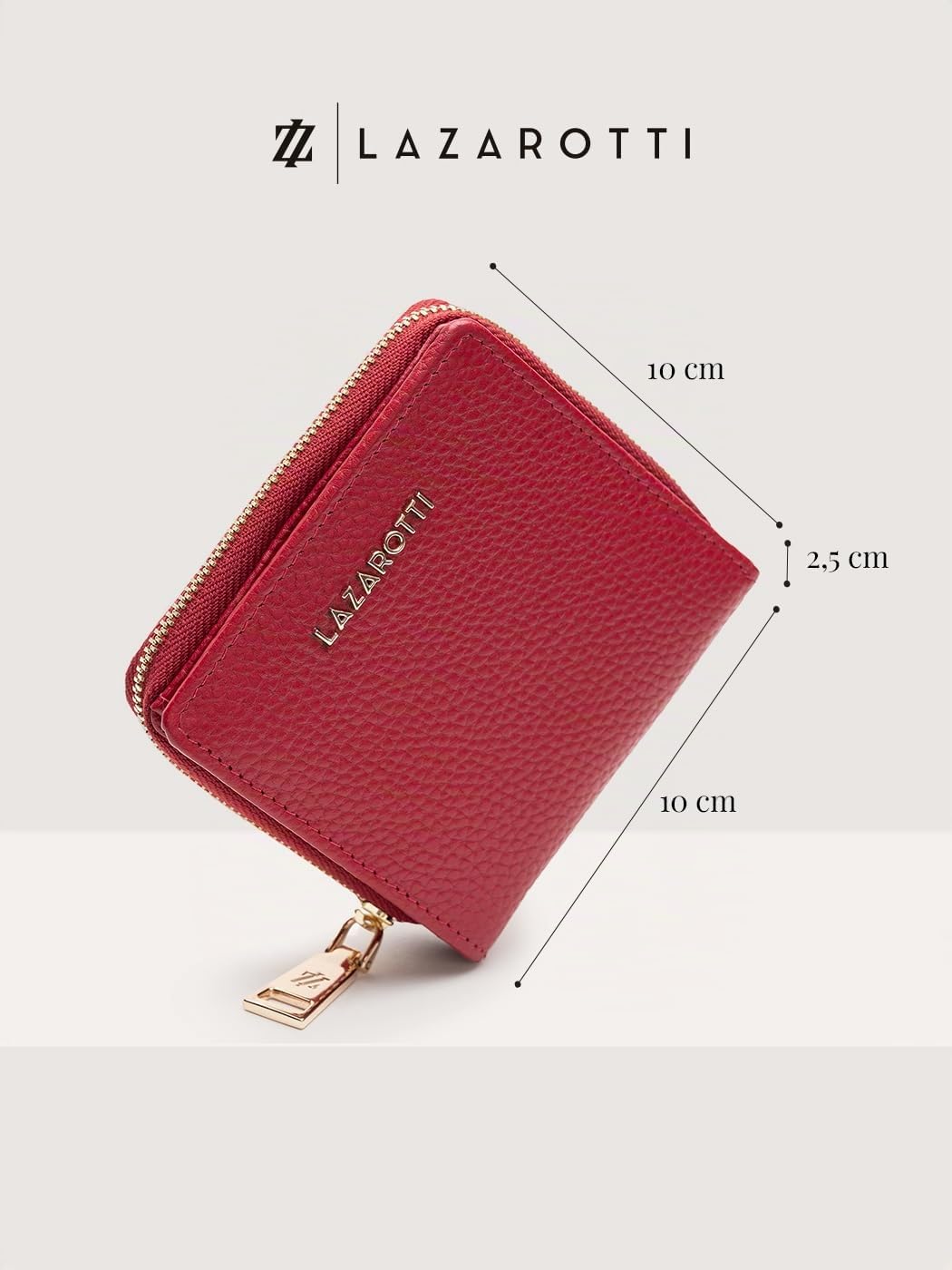 Lazarotti Bologna kompakte Leder Geldbörse Damen | mit Druckknopf, Reißverschlussfach, 6 Kartenfächer, RFID-Schutz | 10 x 10 x 2,5 cm