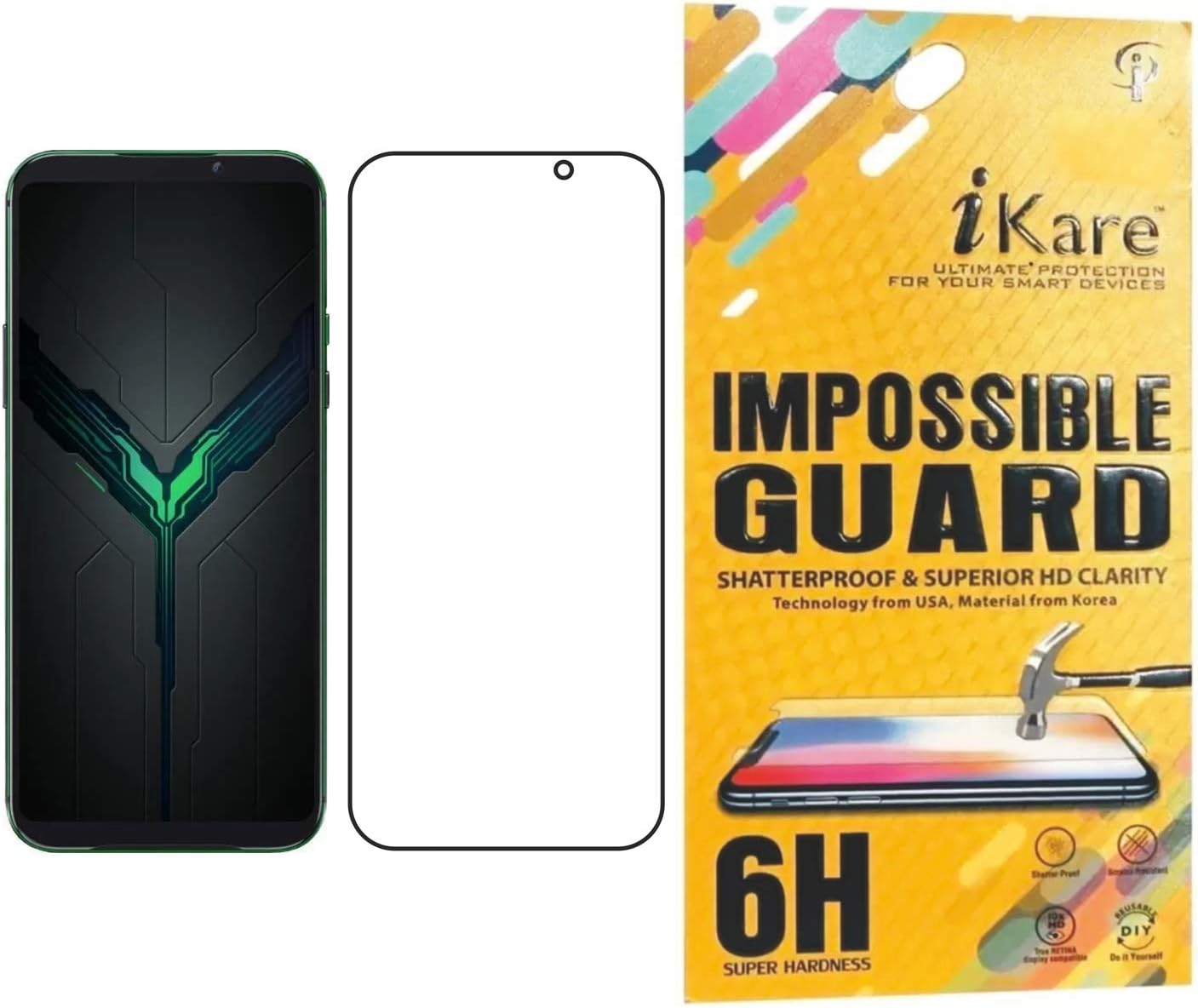 ikare Impossible Black Shark 2 Tempered Screen Guard for Xiaomi Black Shark 2 - Transparent (Does not Cover The Edges)