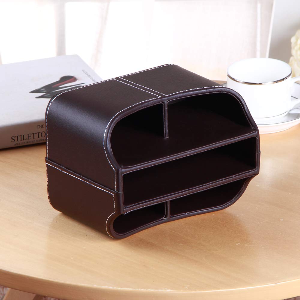 Soporte para mando a distancia de piel sintética con rotación de 360 grados, Multifunción organizador ,caja de almacenamiento para dispositivos multimedia, papelería, soporte de TV