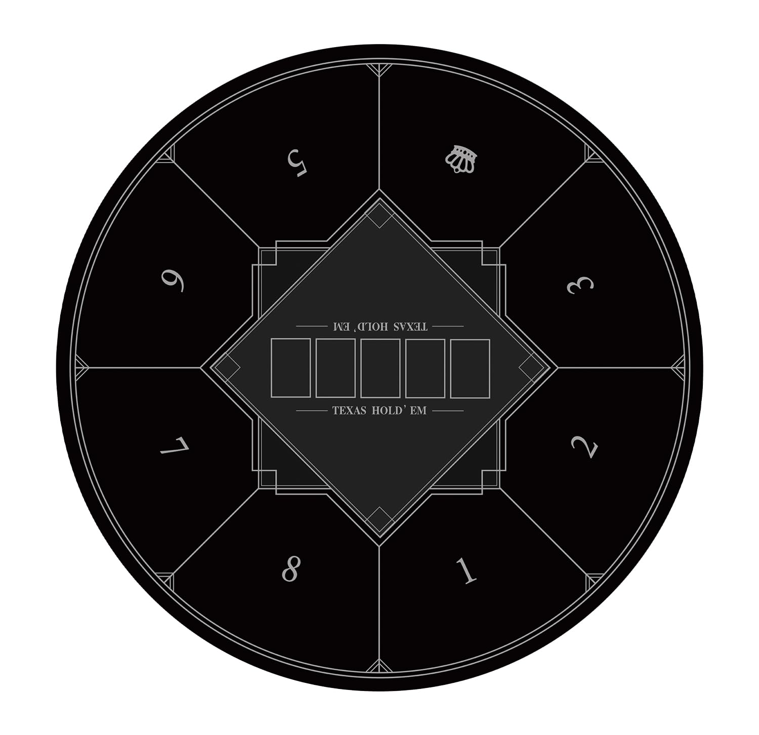 nuveti 24/31/47/55 inch Round Poker Mat for Texas Holdem | Portable Poker Table Top with Art Deco Layout Print 8 Player Game Layout Mat to Play Cards, Poker Games, Blackjack, Casino