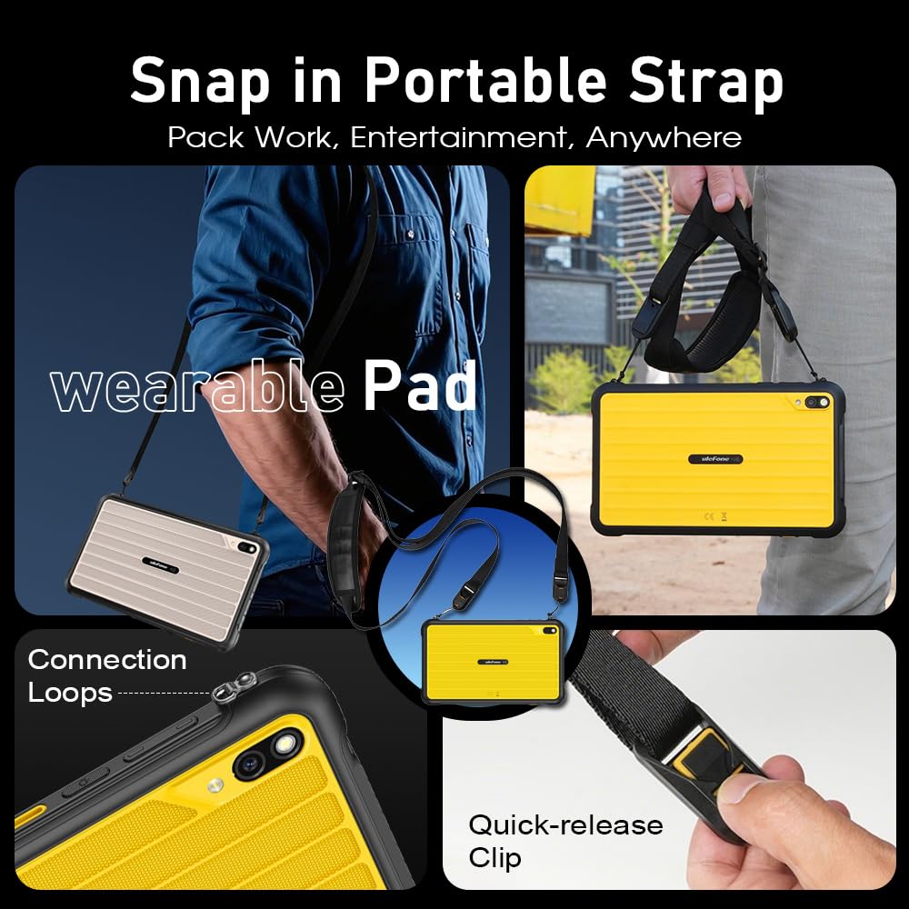Ulefone Rugking PAD PRO 4G Outdoor Handy AI Tablet Android 16, 8.68 Zoll HD+ 16GB+128GB/2TB Outdoor Tablet, IP68/IP69K Wasserdicht Tablete 4G,5G WiFi,OTG,GPS,NFC,Face ID,2 Stereo-Lautsprecher,Schwarz