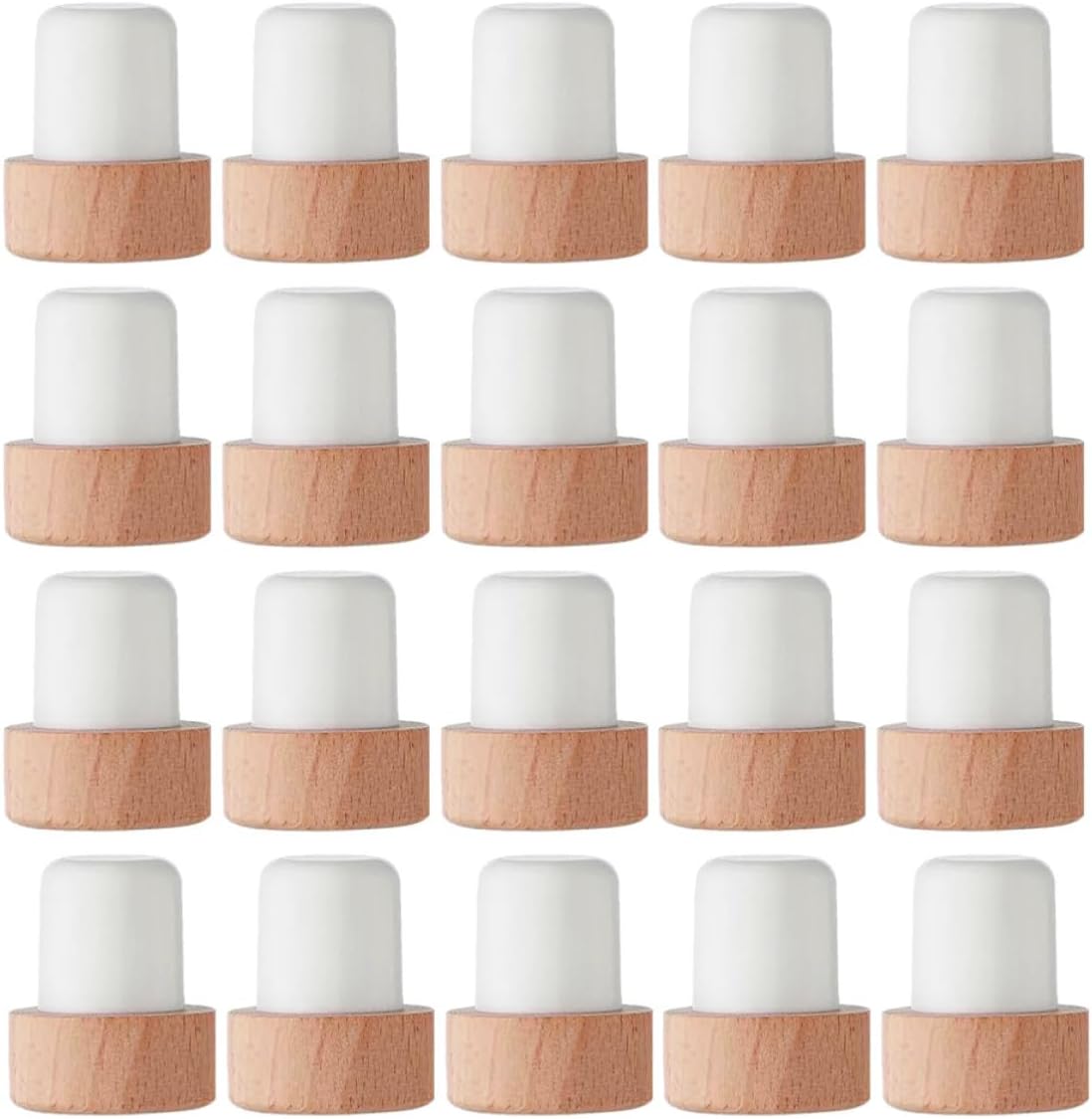 minkissy Cork Stopper for Laboratory Operations and Precise Experiments 24pcs T Shaped Reusable Wooden Wine Bottle Plug Silicone Seal, Easy to Insert and Remove, Temperature Resistant