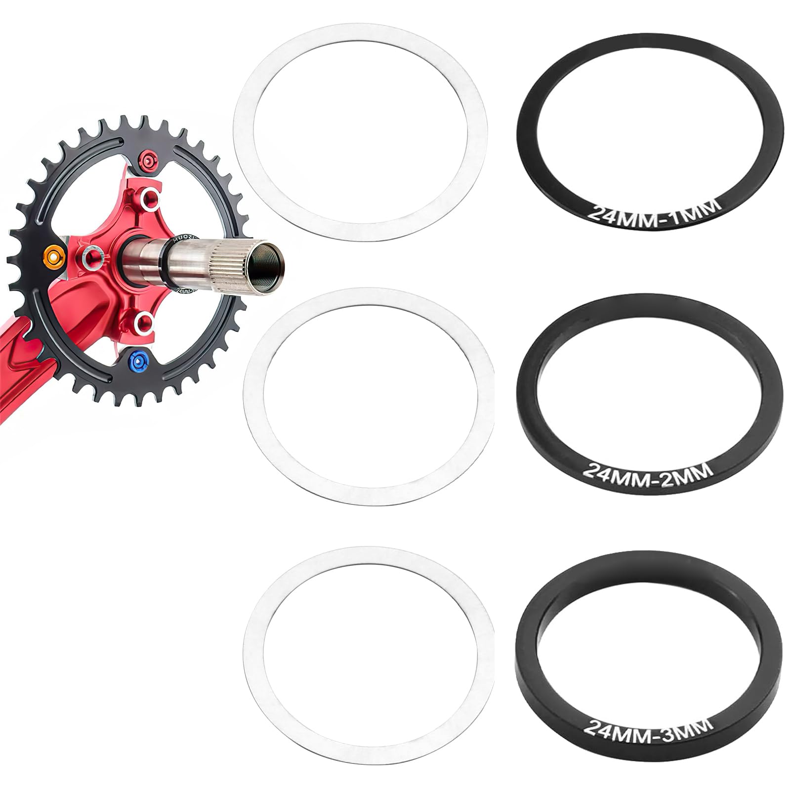 Set de 6 Piezas de Arandelas y Espaciadores para Manivela de Bicicleta, Compatibles con BB86/91/92/BB30/PF30