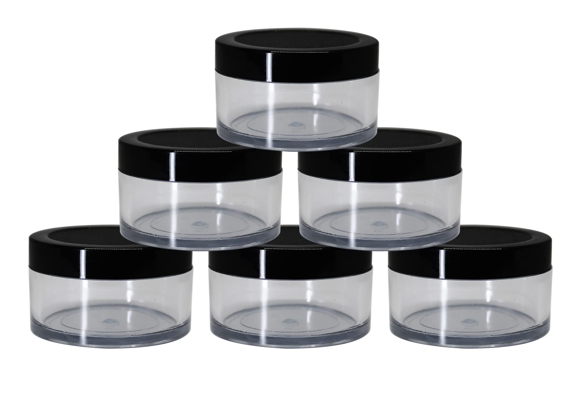 nsb herbals Acrylic Container San Jars with Black Outer Lid and Inner White Lid Set for Lip Balms, DIY Skin Care, Body Butters and Creams (Clear, 50 g) (12)