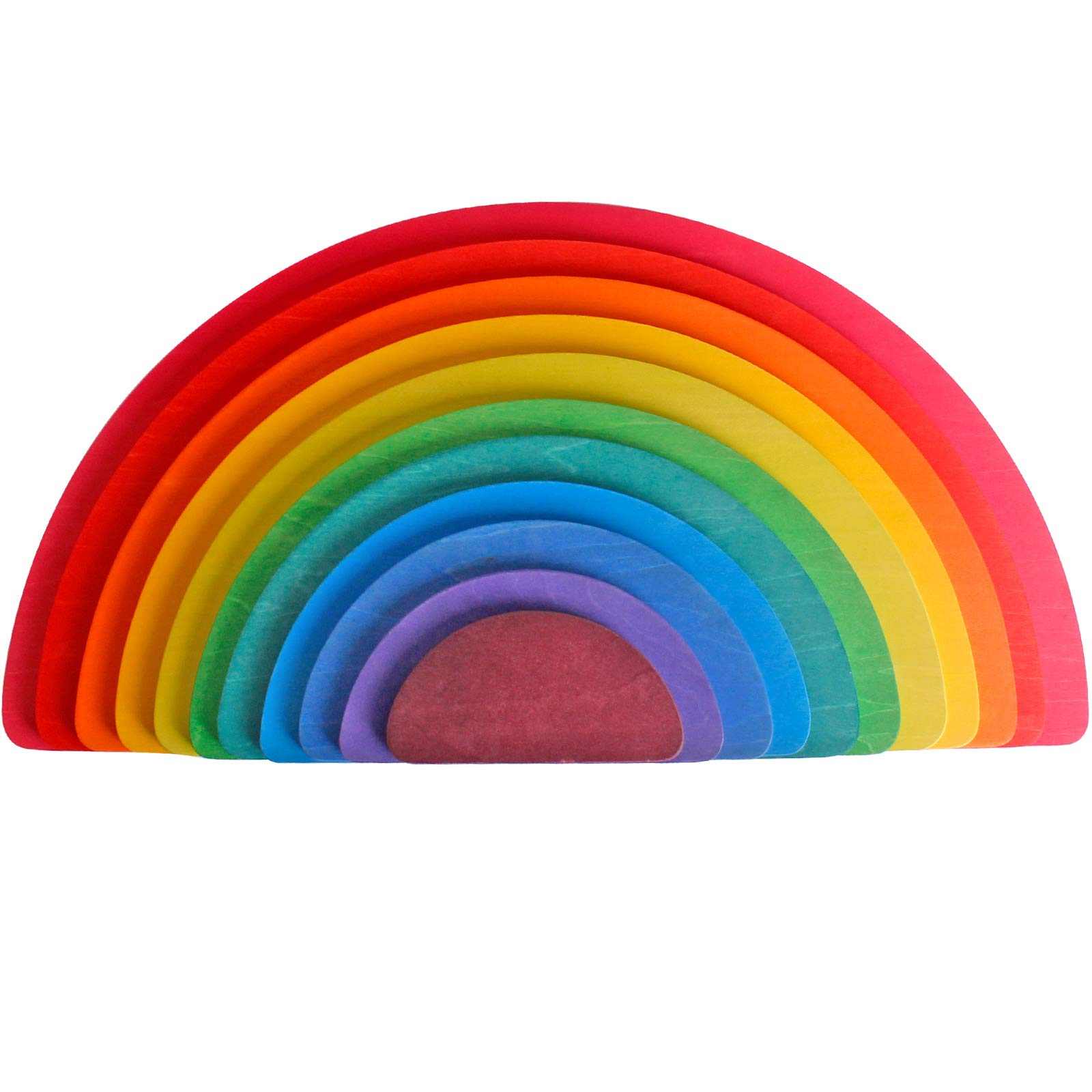 Dinhon 11Pcs Semicircle Stacking Toys Game Rainbow Stacker Wood Building Blocks Set for Kids Construction Building Toys Set Preschool Wooden Blocks for Boys Girl Colorful Learning Educational Toys