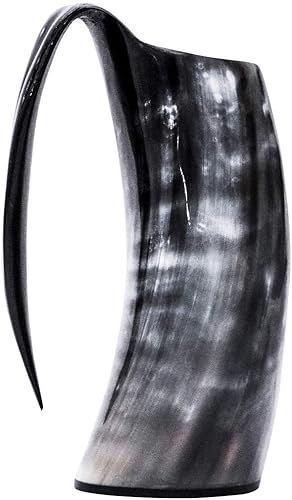 Miniatura 6 de Viking Traders Taza original medieval vikinga con cuerno para beber, hecha a mano de cuerno genuino con revestimiento seguro para alimentos y pulida