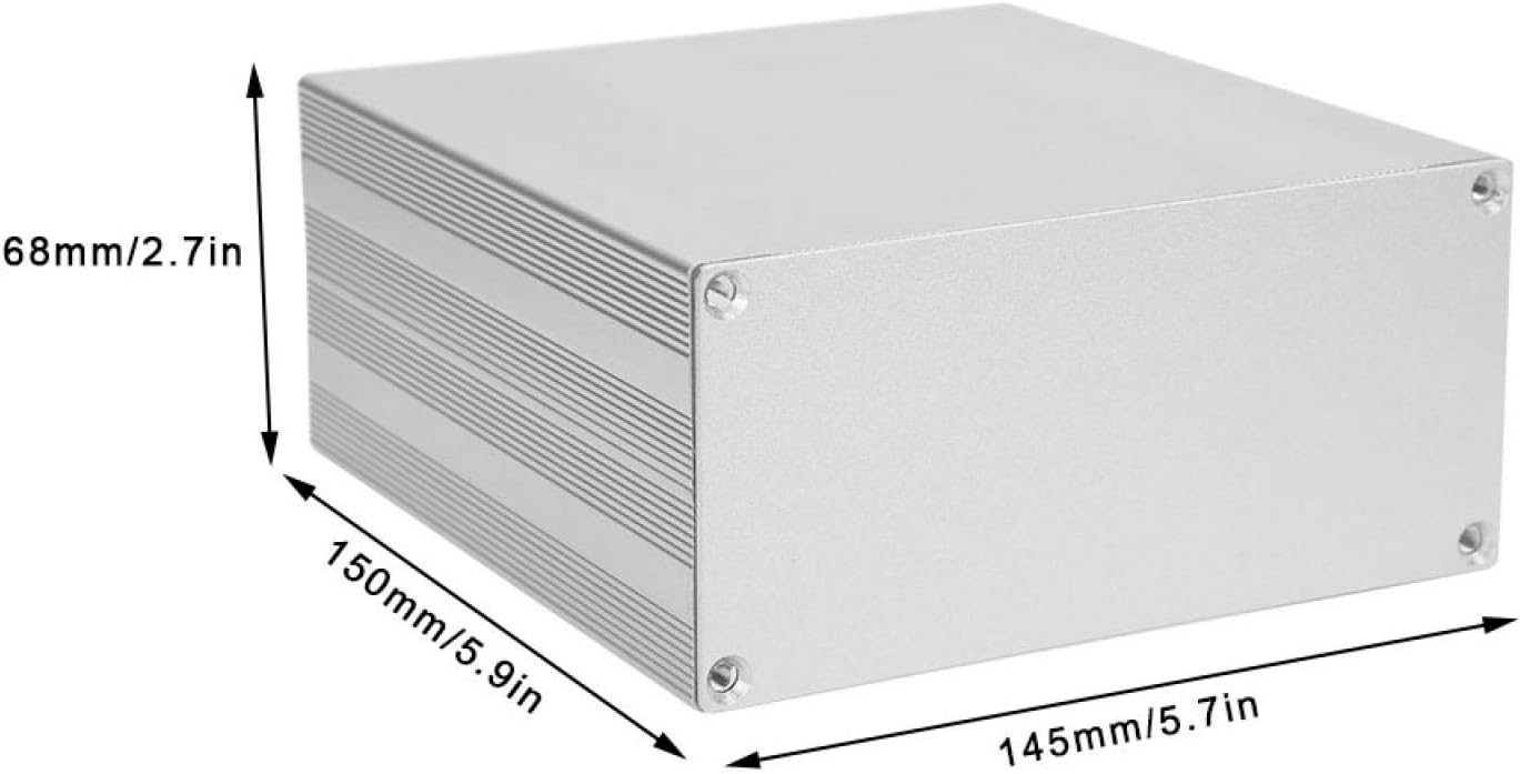 Walfront Aluminum Project Box Electrical Enclosure Case Split Type for DIY Analyzer HiFi Amplifier Casing (Matte Silver 68x145x150mm)