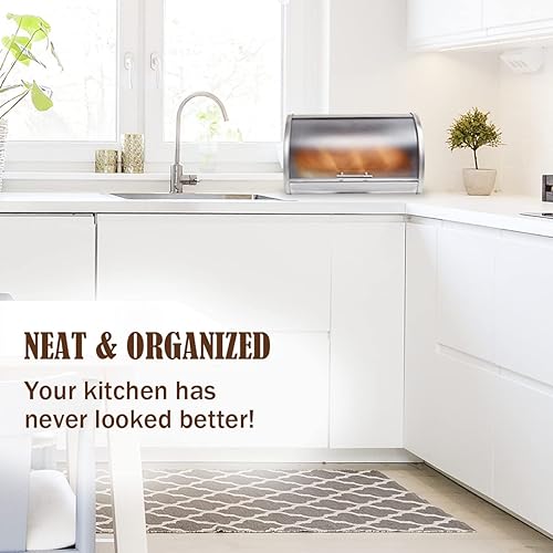Miniatura 7 de Galashield Panera para encimera de cocina  Contenedor de almacenamiento para pan  Panera de acero inoxidable con parte superior enrollable de