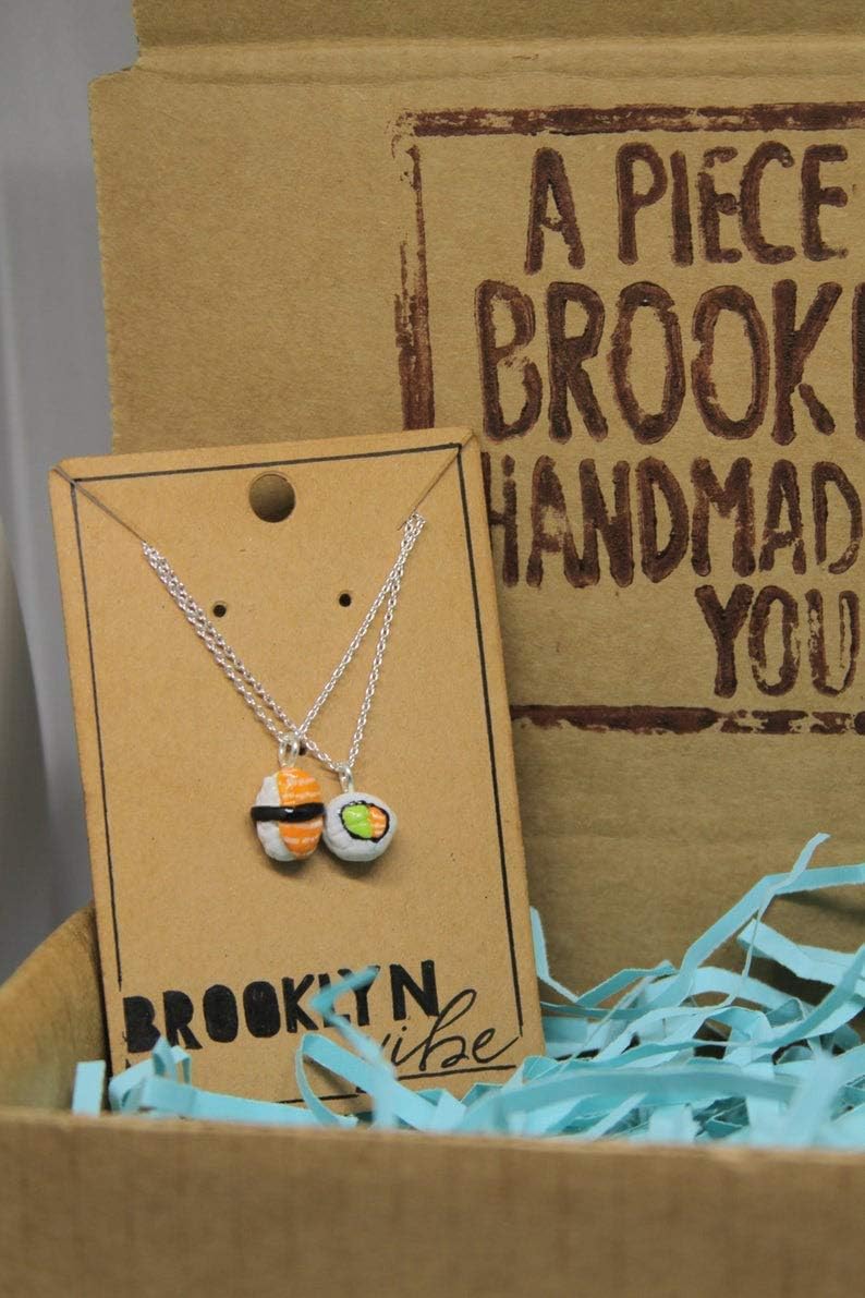 Sushi Necklace Set for Couples | Sushi Roll Best Friend Necklace | Sushi Jewelry
