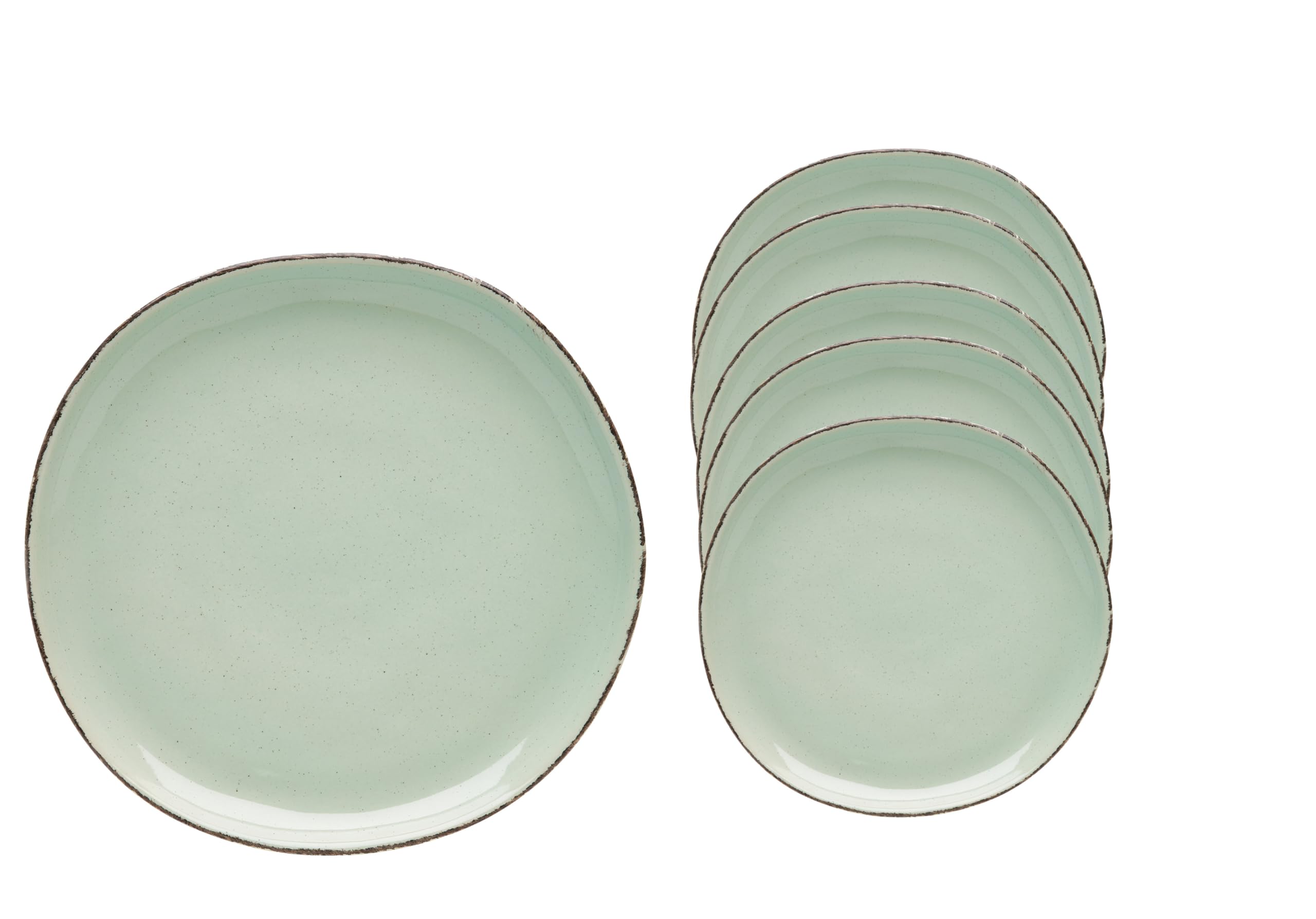 Van Well | URBAN Dessertteller 20 cm grün 6er Set - Steinzeug für Frühstück, Dessertteller Rund, Kuchenteller