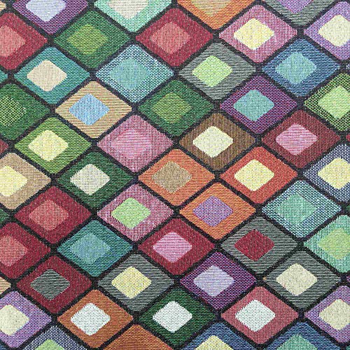 Kt KILOtela - Tissu d'Ameublement, Jacquard Gobelin, Coussins, Rideaux, Accessoires, Déco, Fauteuils, Canapés, 100 cm Longueur x 280 cm Largeur, Diamants, Multicolore ─ 1 mètre