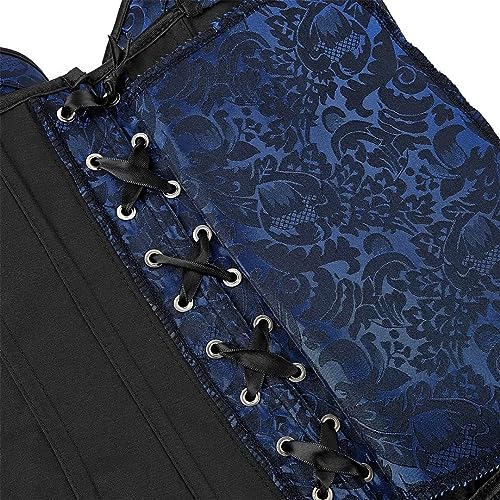 Image of Women's Lace up Gothic Jacquard Shoulder Straps Tank Overbust Shaper Corset Bustiers Top