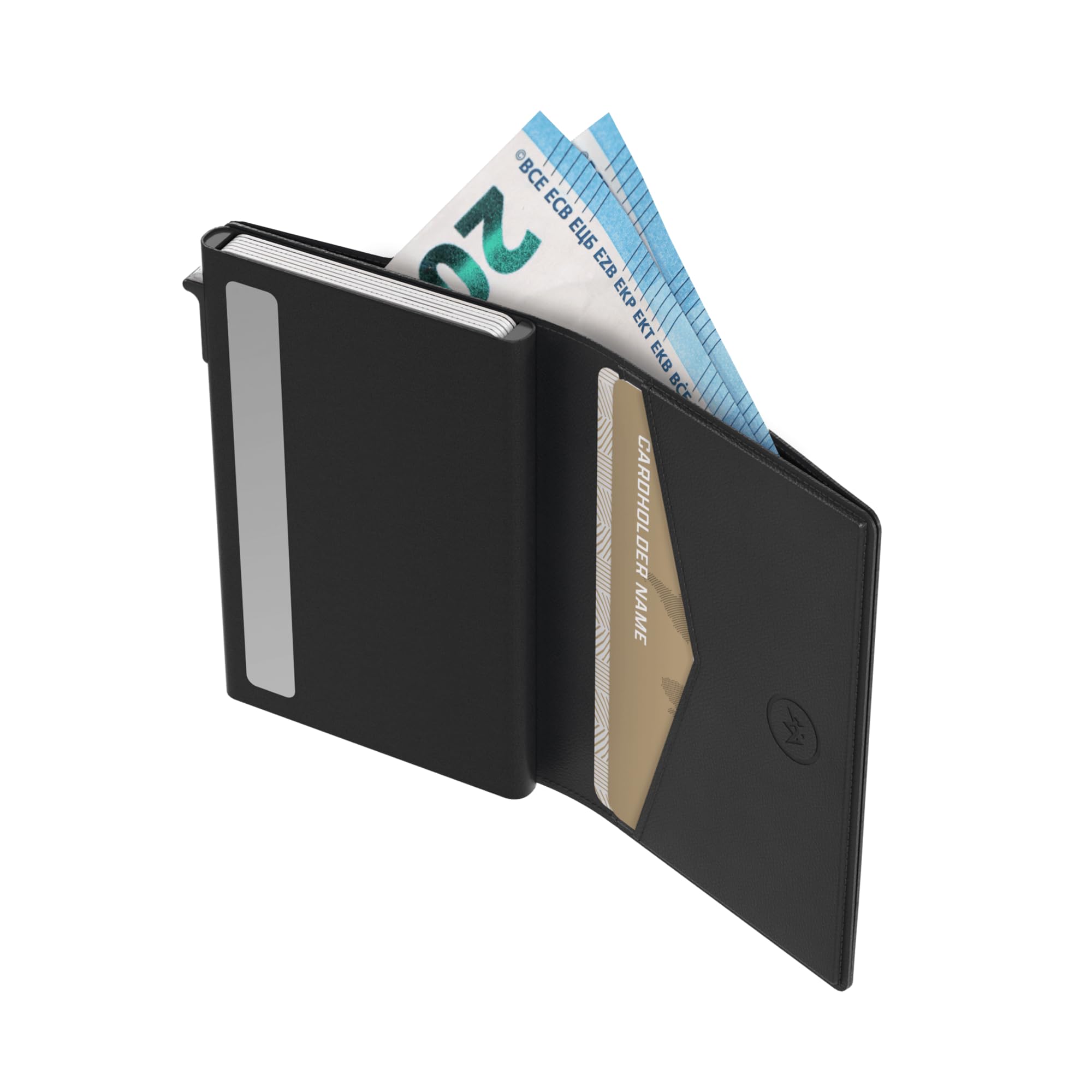 Portfel Slim RFID z magnetycznym zamknięciem 8 kart banknoty czarny