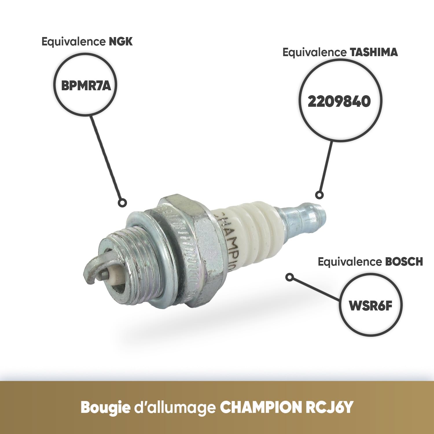 CHAMPION - Świeca zapłonowa CHAMPION RCJ6Y - Trwałe i niezawodne - Wysoka jakość - odpowiednik NGK BPMR7A, NGBPMR7A, TASHIMA 2209840