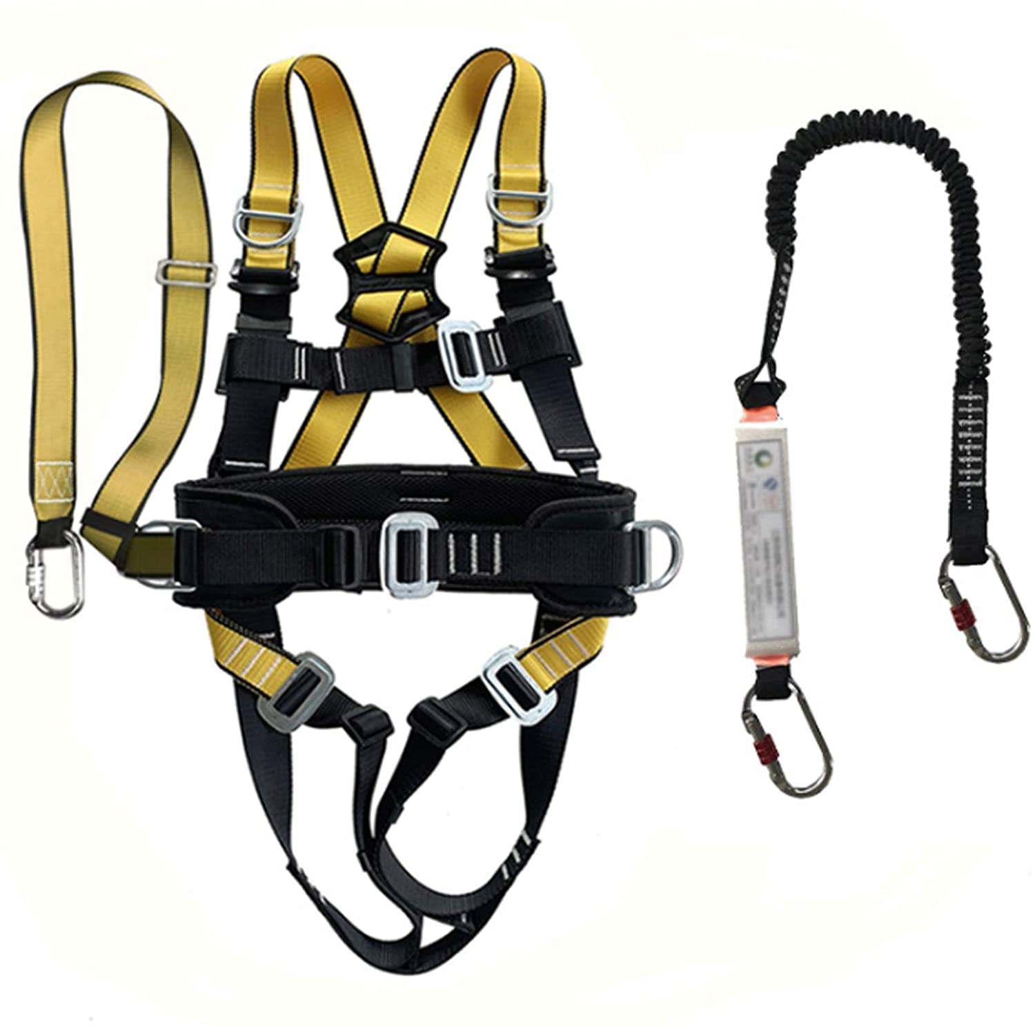 SSS, Kit anticaídas, Arnés de Cuerpo Entero con Ajuste de 5 Puntos, Arnés anticaídas para electricistas, con Anillo en D en la Espalda, Cuerda de Seguridad anticaídas, B (B) (D) (C)