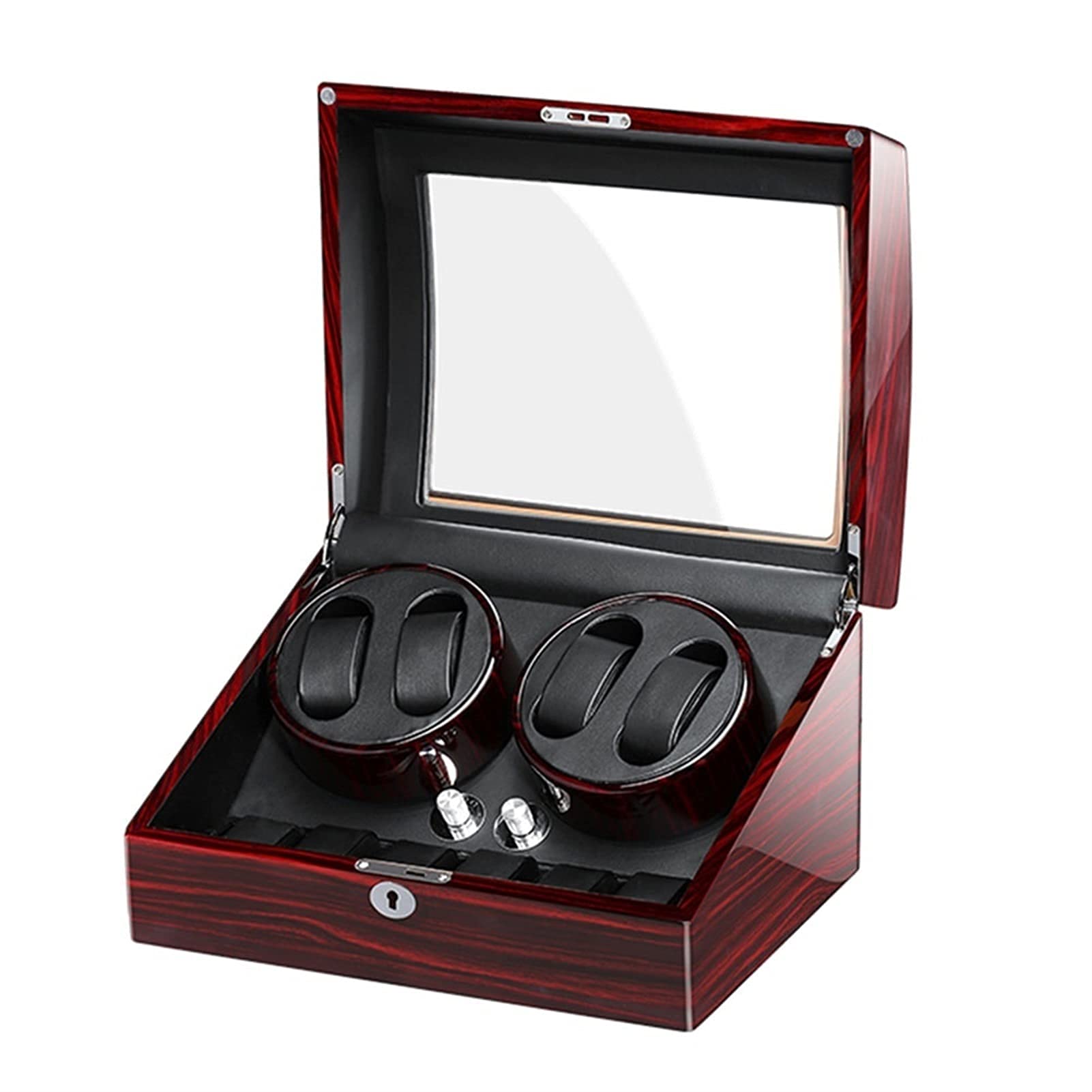 QUSYZD Watch Winder for Automatic Watches, with Extra Watch Storages, Wood Shell Piano Finish, Silent Motor, Flexible Watch Pillow,A-4+6