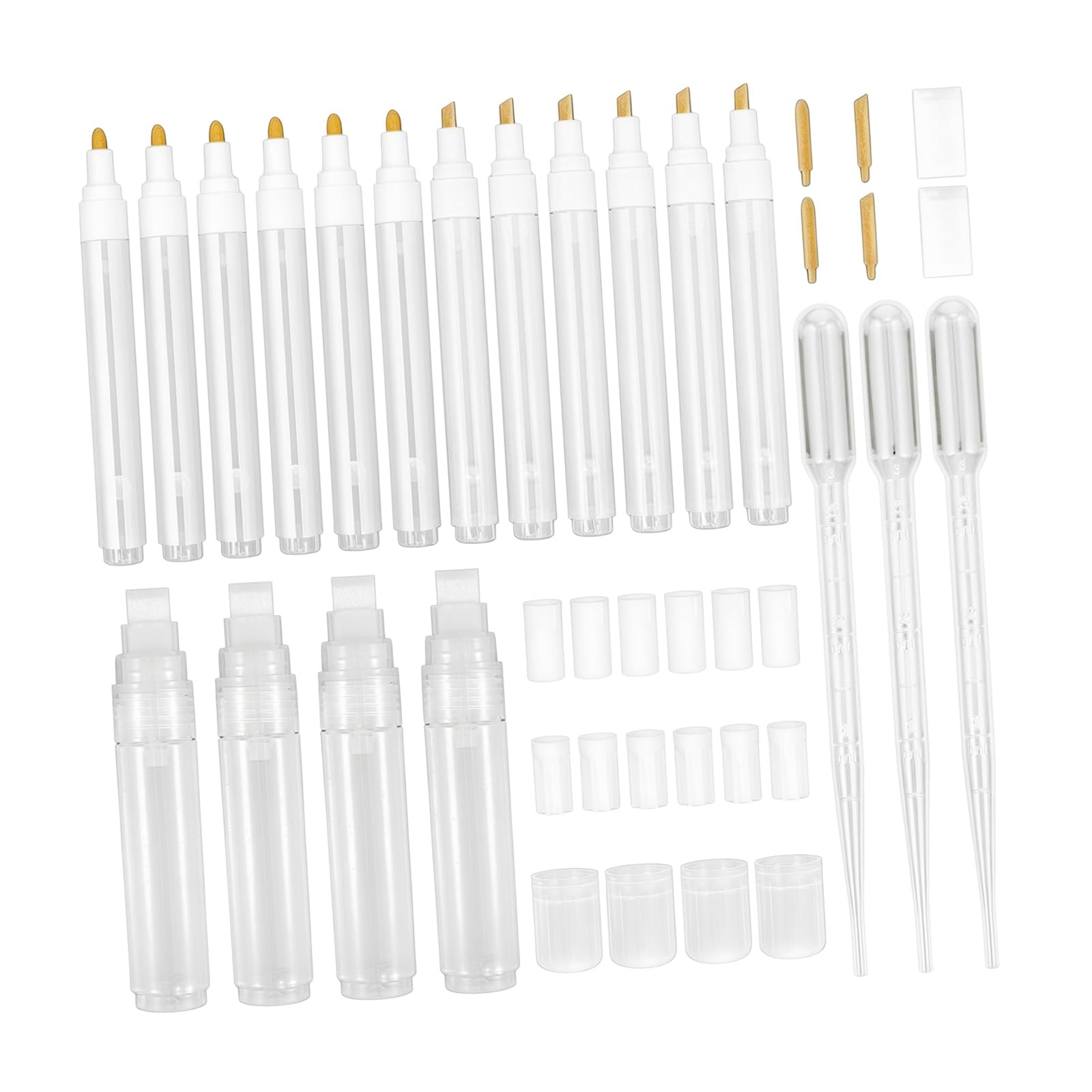 Juego de 16 marcadores de pintura blanca de recambio con 3 estilos de puntas para artistas y proyectos artesanales, marcadores de dibujo de múltiples puntas