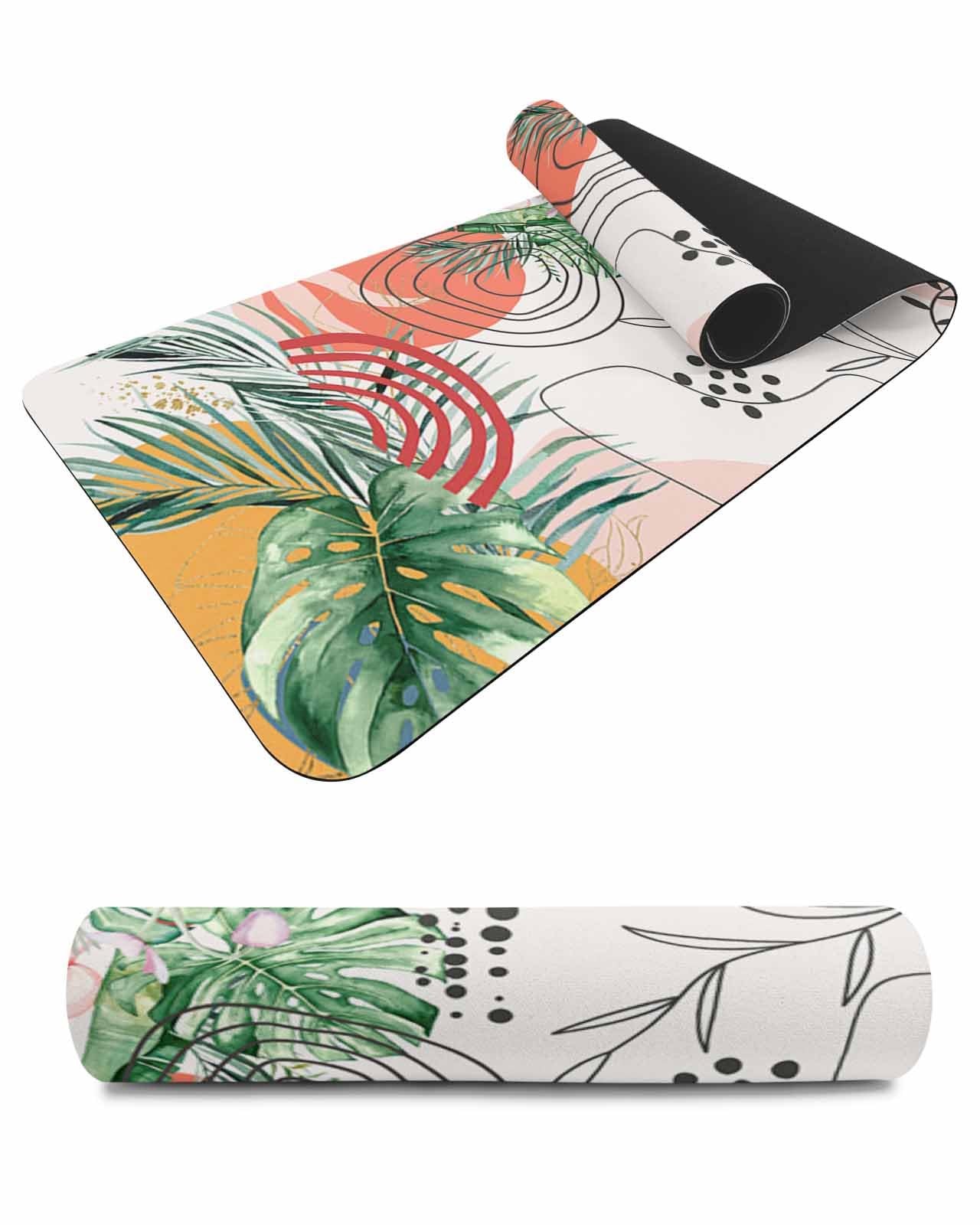 Debedcor Heat Proof Table Pads Waterproof Decorative, Palm Leaves Tropical Non-Slip Table Countertop Protector, Abstract Summer Nature Geometric Insulation Mat for Kitchen Room, 40 x 12 Inches