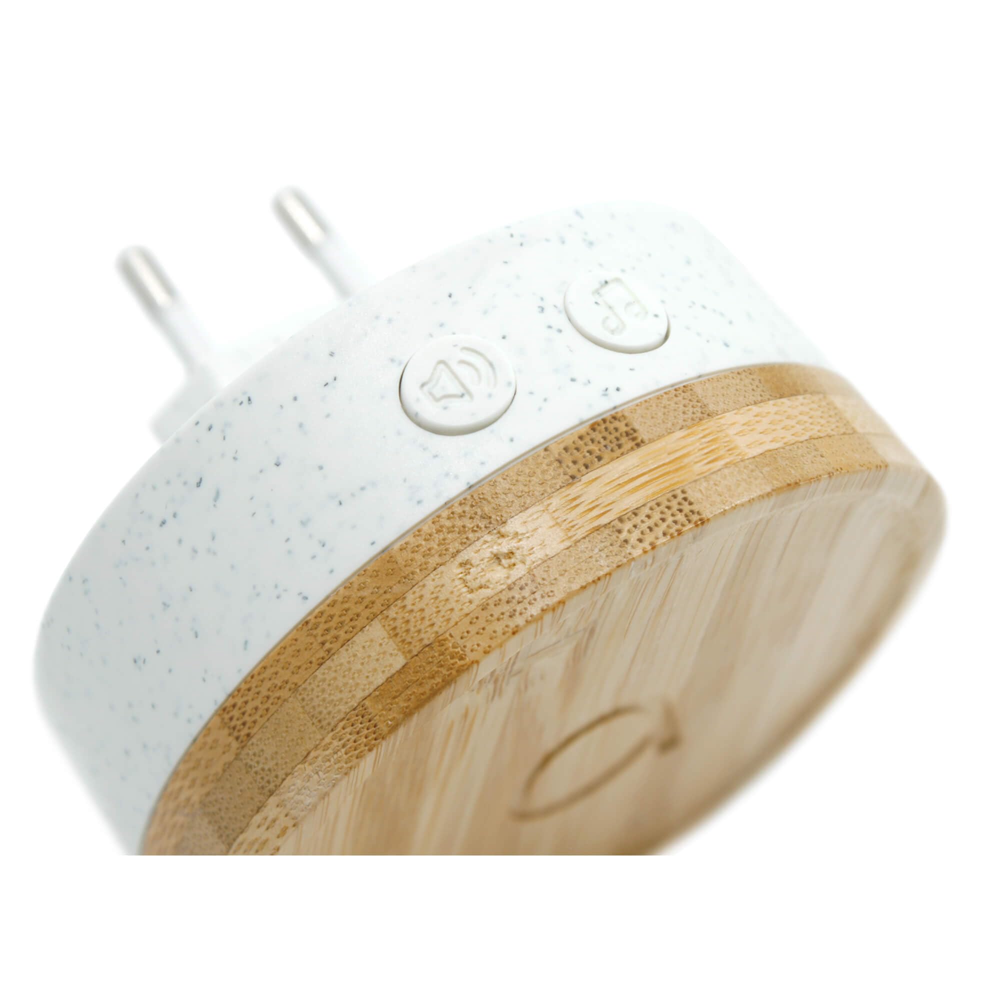 Avidsen Bamboo, Carillon Sans Fil Sans Pile, Sonnette de Porte Étanche IP44, Portée 150m, 32 Mélodies, Design Bois Bambou, Plastique Recyclé, Prise Secteur, Écologique, Installation Facile, Blanc