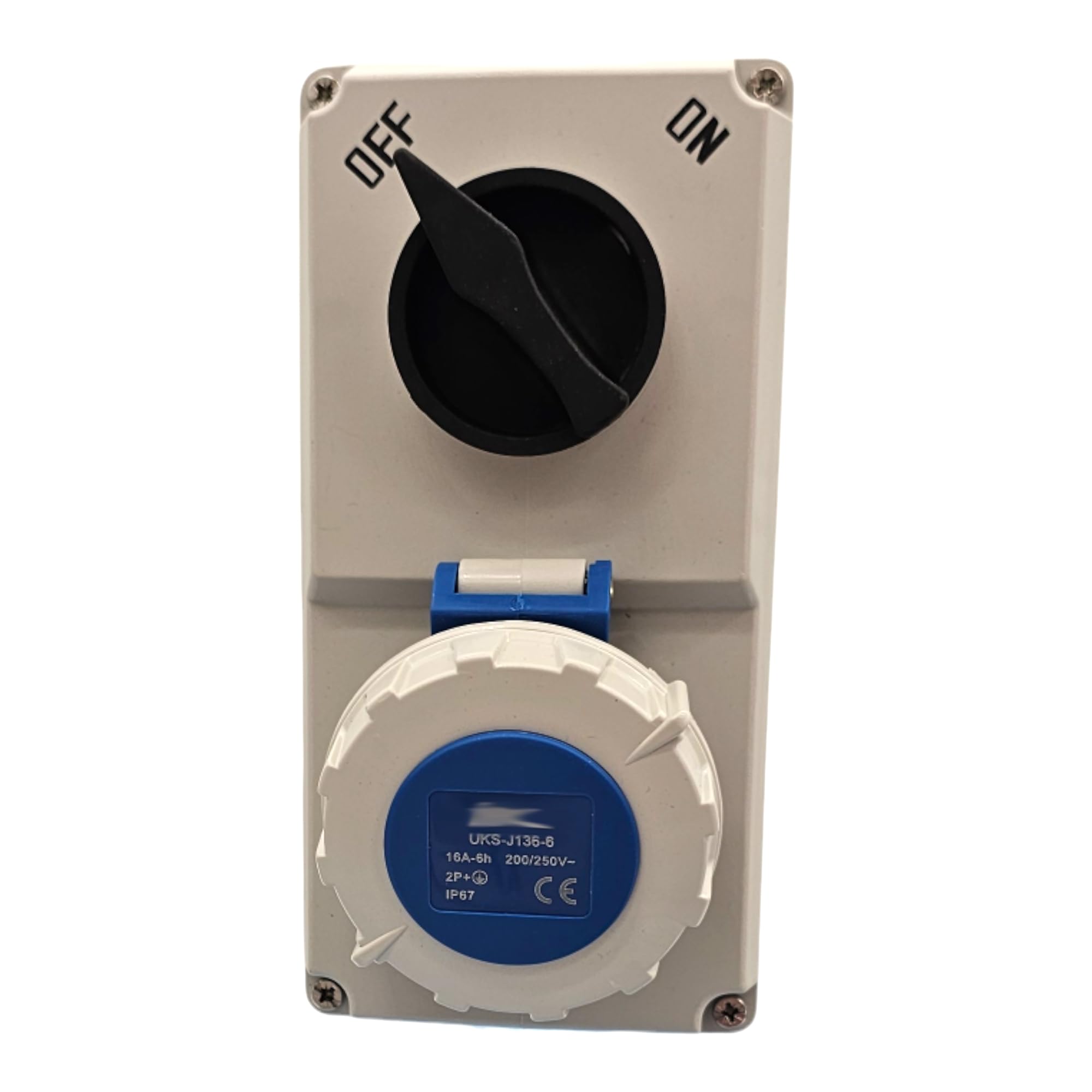 HDIUK Wall Mounted IP67 CEE Outdoor Mains Power Socket, Locking System (230 Volt 16Amp 3-Pin HDI136-6)
