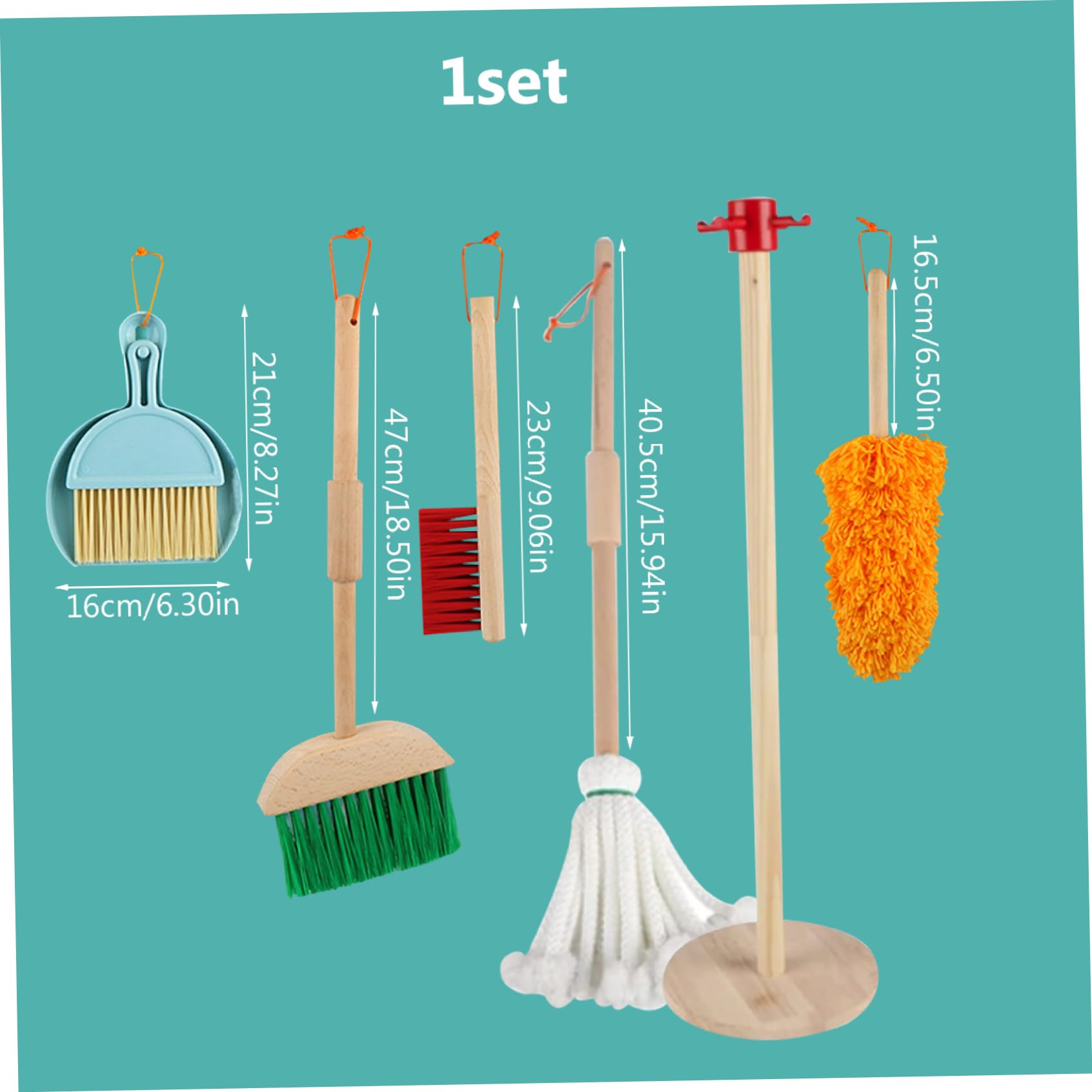 Gcroet Set per la Pulizia dei Bambini Set da Gioco per la Pulizia di Simulazione in Legno Giochi di finzione per Le Pulizie per Bambini educativo Lucido per 3+.