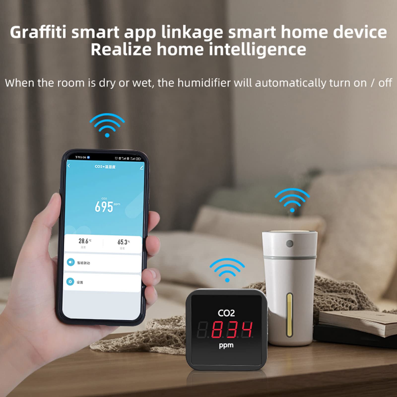 Rivelatore di per Tuya Smart Rilevatore d'aria a schermo a led Rilevatore di qualità dell'aria per umidità della temperatura Monitoraggio Home Office Car Gym ZIGBEE