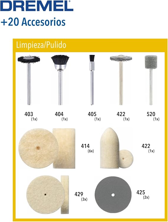 Dremel 684 polishing accessory, set of 20 accessories for multi-purpose tools, cleaning and polishing