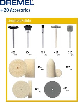 Dremel 684 polishing accessory, set of 20 accessories for multi-purpose tools, cleaning and polishing