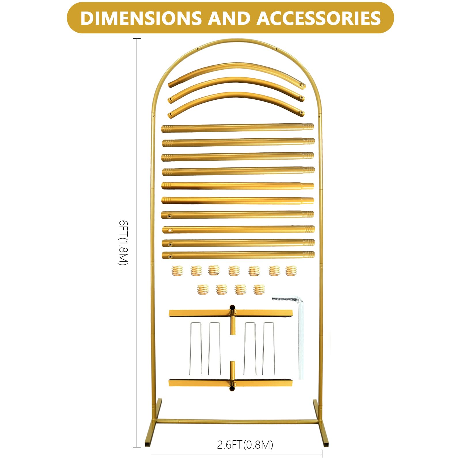 1.8Mx0.8M Arche de Mariage Backdrop Stand Balloon Arched Background Frame Metal Support Set for Wedding, Birthday, Party, Graduation, Anniversary Celebration Studio Background Decoration