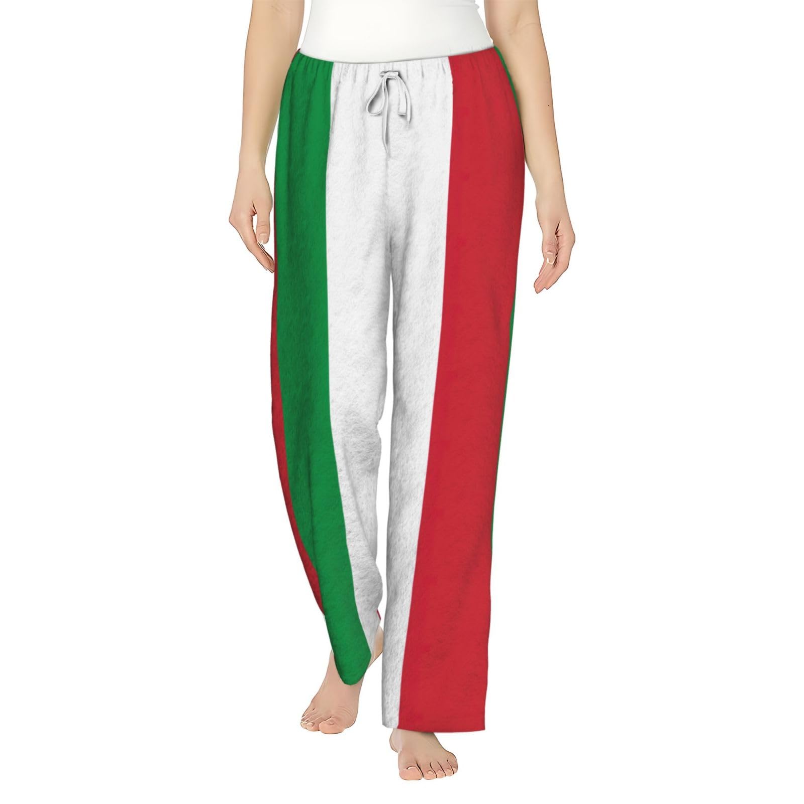 Flanell-Pyjamahose mit italienischer Flagge, warm, bequem, Lounge-Schlafhose für Urlaub, Weihnachten