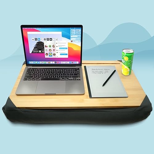 Miniatura 2 de Yogibo Traybo Pro - Escritorio de regazo para laptop con cojín y almohada para dormir, bandeja superior de bambú con estación de trabajo para