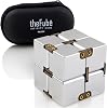 PILPOC theFube Infinity Cube Fidget Desk Toy - Premium Quality Aluminum Infinite Magic Cube with Exclusive Case, Sturdy, Heavy, Relieve Stress and Anxiety, for ADD, ADHD, OCD (Silver)