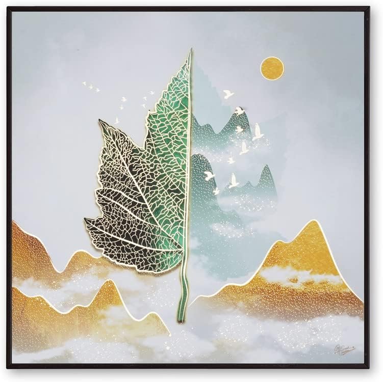 BasakCraft Golden Embossed Wall Painting For Home Decoration, Paintings for Living Room, Modern Art Wall Pinting, For Home Decor (12X12 INCH) BENIWAL -7
