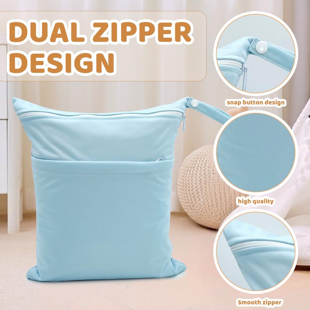 Lot de 2 Sacs étanches réutilisables pour la Natation avec Double Fermeture éclair, Grand Sac a Couches Bebe, Sac de Piscine, pour Les Voyages, la Plage, la Piscine