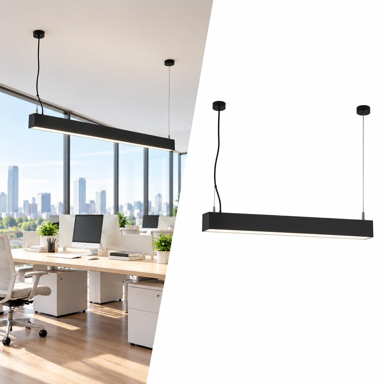 BARCELONA LED Bidirektionale LED Pendelleuchte CCT 120cm UGR17 Schwarz