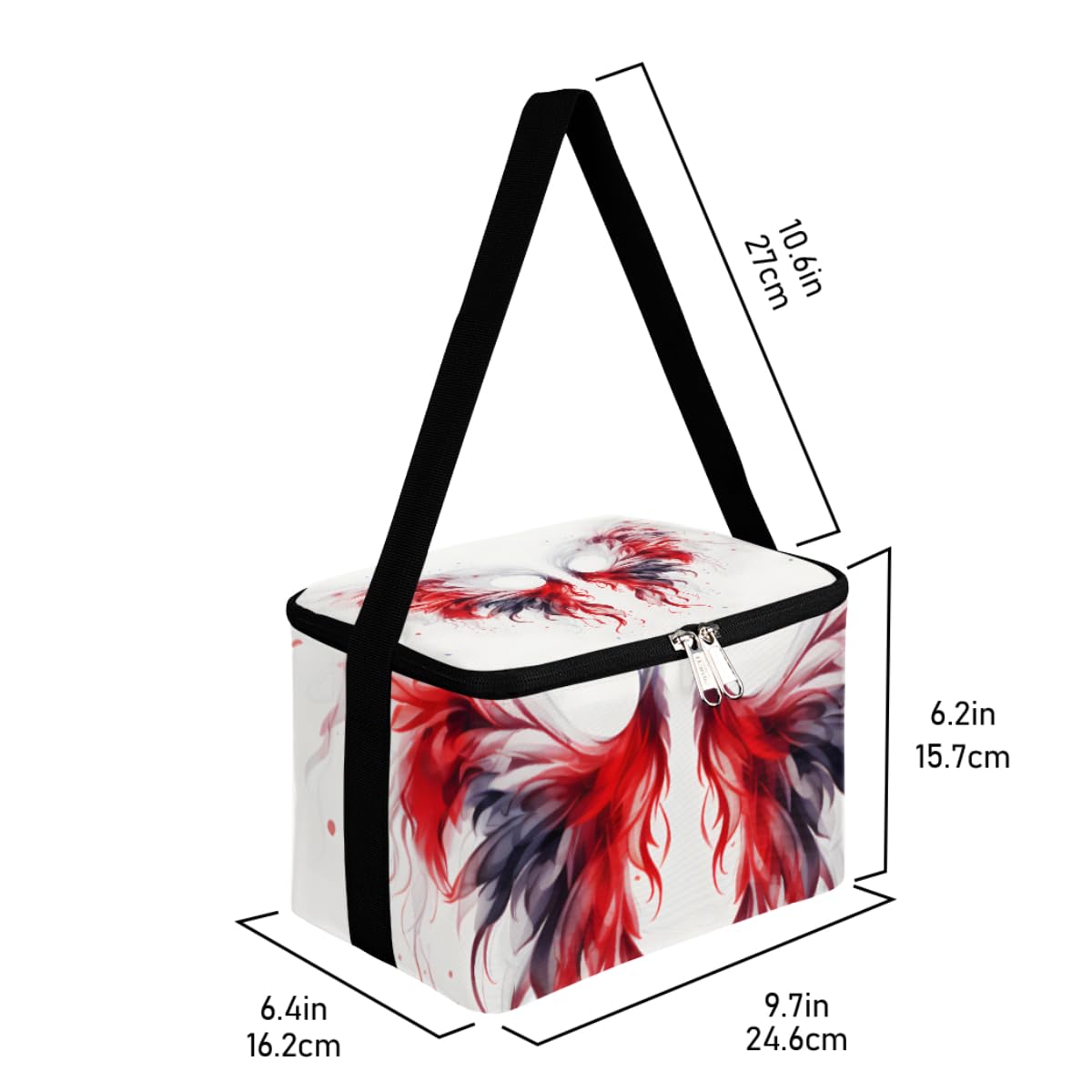GzLeyigou Lunch Bags for Women Men 9 Cans,Wings of Birds Hot & Cold Food Delivery Bag Insulated Grocery Bag Insulated Lunch Box Angel Wings Cooler Bag for Office Work Picnic Beach