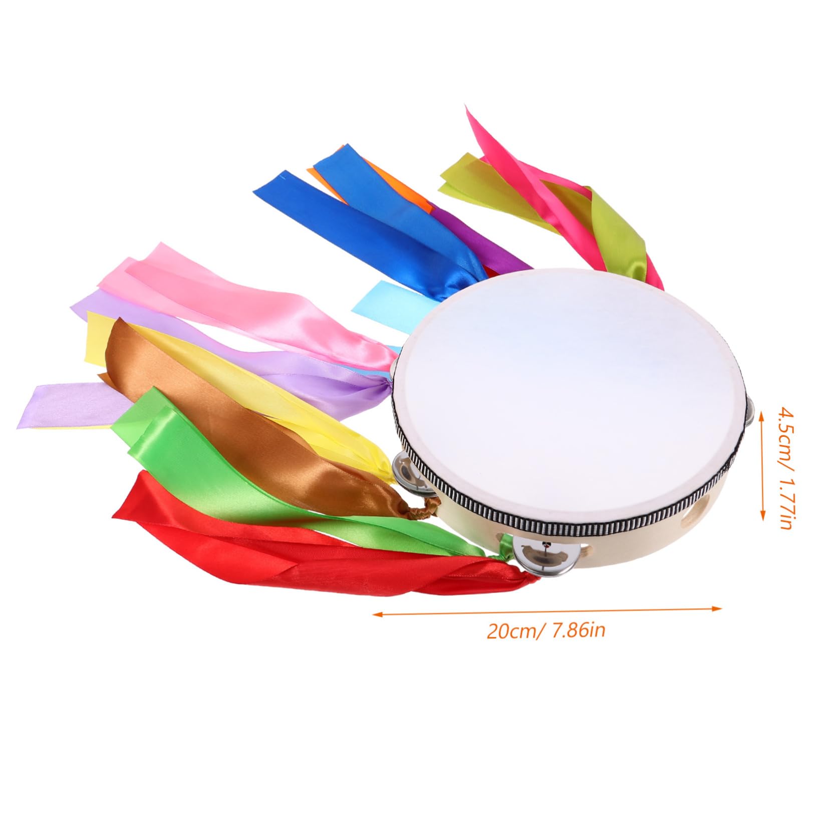 BESTonZON Handheld Tambourine Drum with Ribbons Sturdy Construction for Educational and Stage Performance for Dance Events and Sports Activities