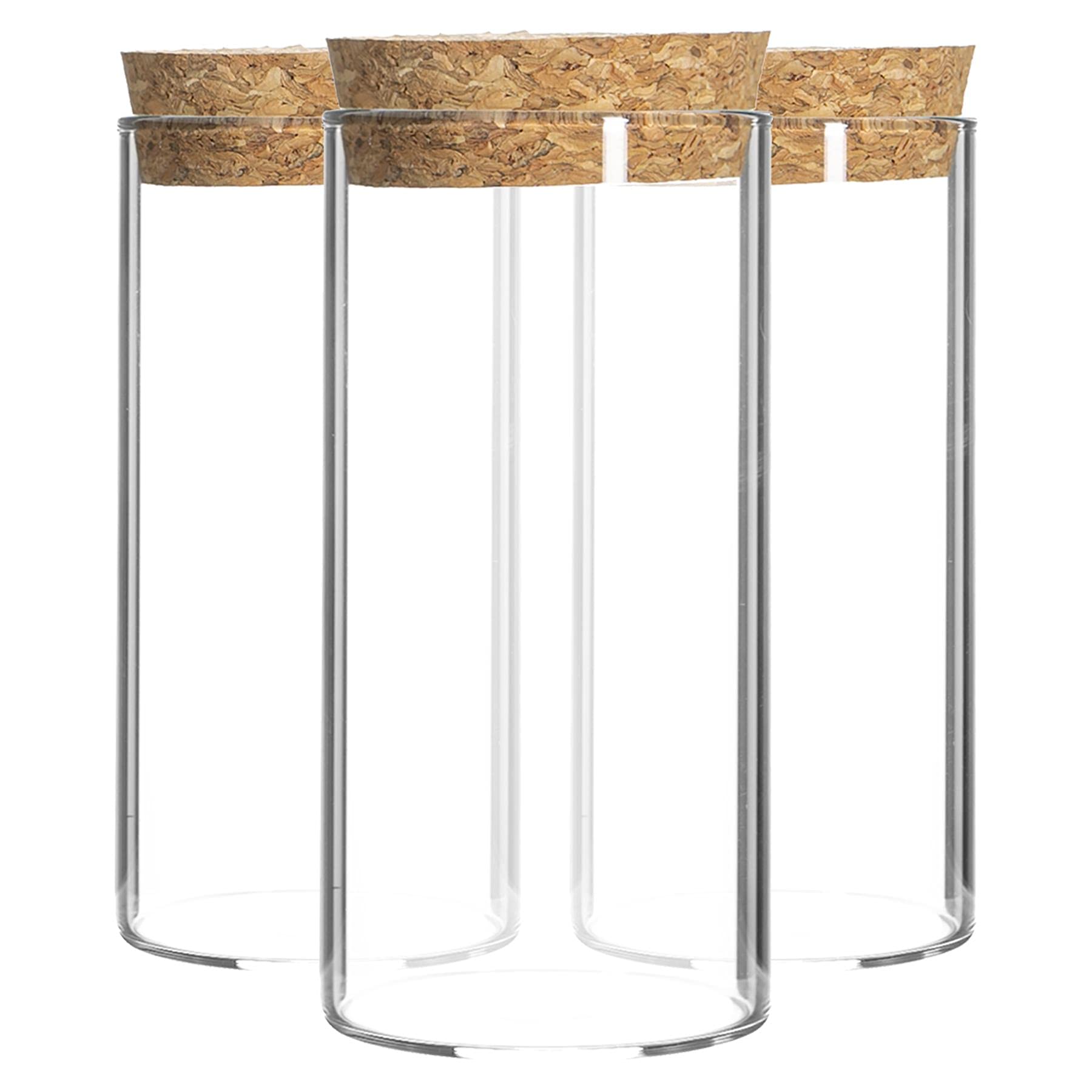 Argon Tableware Clear Glass Storage Jar With Cork Lid - Pack Of 3-110Ml Small Kitchen Storage Canister - Glass Spice & Food Container Jar For Herbs, Seasonings, Pantry Storage & Kitchen Organisation