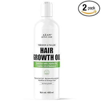 Azani Hair Growth Oil for Thicker, Stronger & Fuller Hair - 400 ml | Jojoba & Castor Oil with Redensyl | Prevents Hair Fall & Hair Thinning - Women & Men