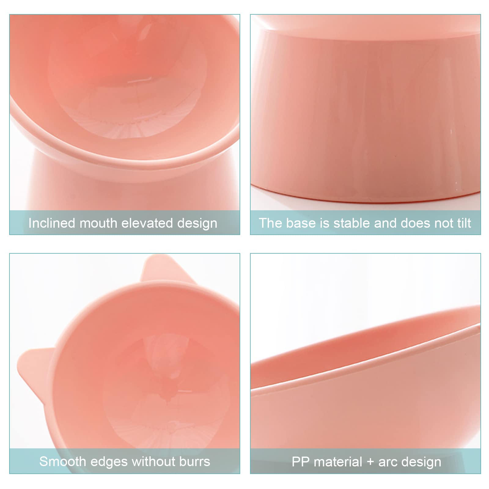 Qixuer Cat Bowls Plastic, 2 Pcs Tall Cat Bowl Stand Protects Pet's Cervical Spine, Blue, pink - Image 3