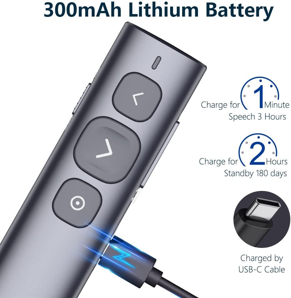 NORWII N95 Presentation Remote Designed for LED LCD TV Screen, Digital Laser Pointer Highlighting Magnifier with Mouse Timer, Compatible with Windows and Mac, 165FT Range and Quick Charging : Office Products