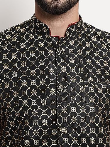 Image of Sojanya (Since 1958 Men'S Silk Blend Kurta Pyjama & Nehru Jacket Combo