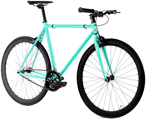 Bicicleta de engranaje fija de una sola velocidad con frenos delanteros y traseros