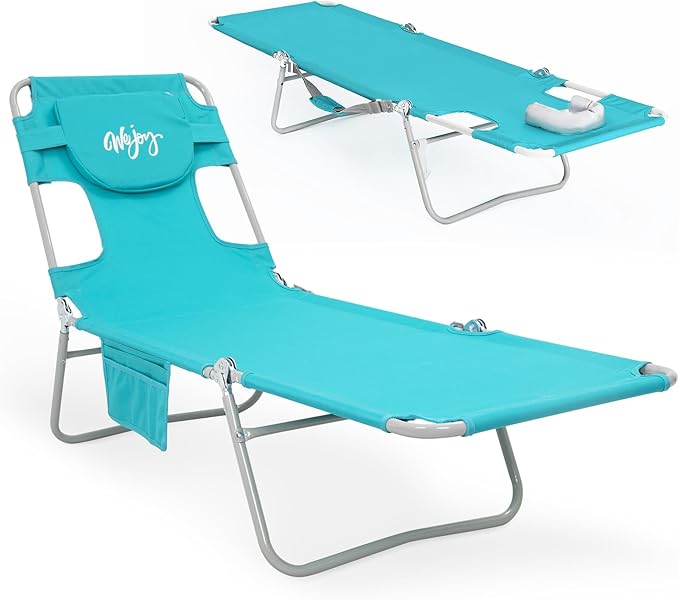 WEJOY Folding Beach Lounge Chair with Face Hole
