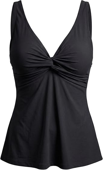 Hilor Womens Underwire Tankini Top Bathing Suit Front Twist V-Neck Swimsuit
