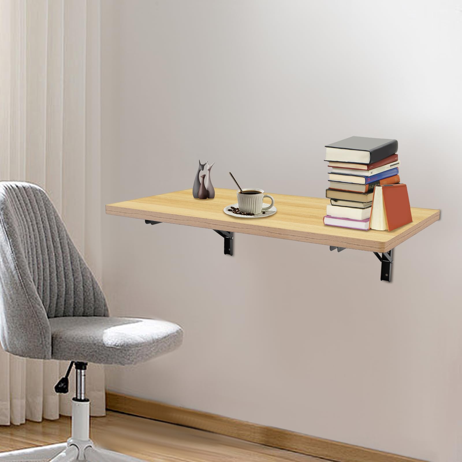 Banco de trabajo plegable montado en la pared, 81 x 45,5 x 25 cm, mesa de trabajo plegable, mesa de pared plegable para paredes de yeso, paredes de hormigón, paredes de papel pintado